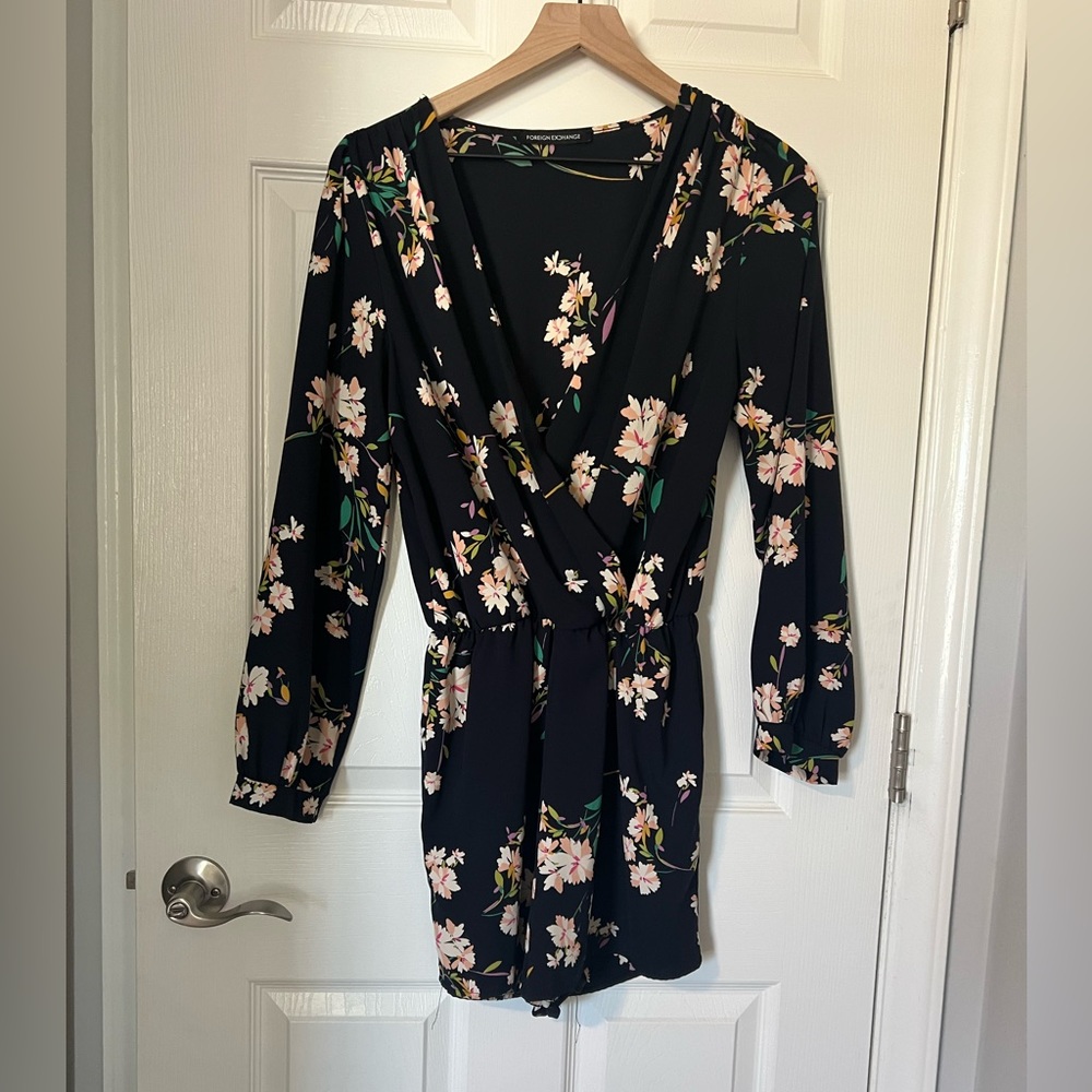 Foreign Exchange Navy Blue Floral Romper